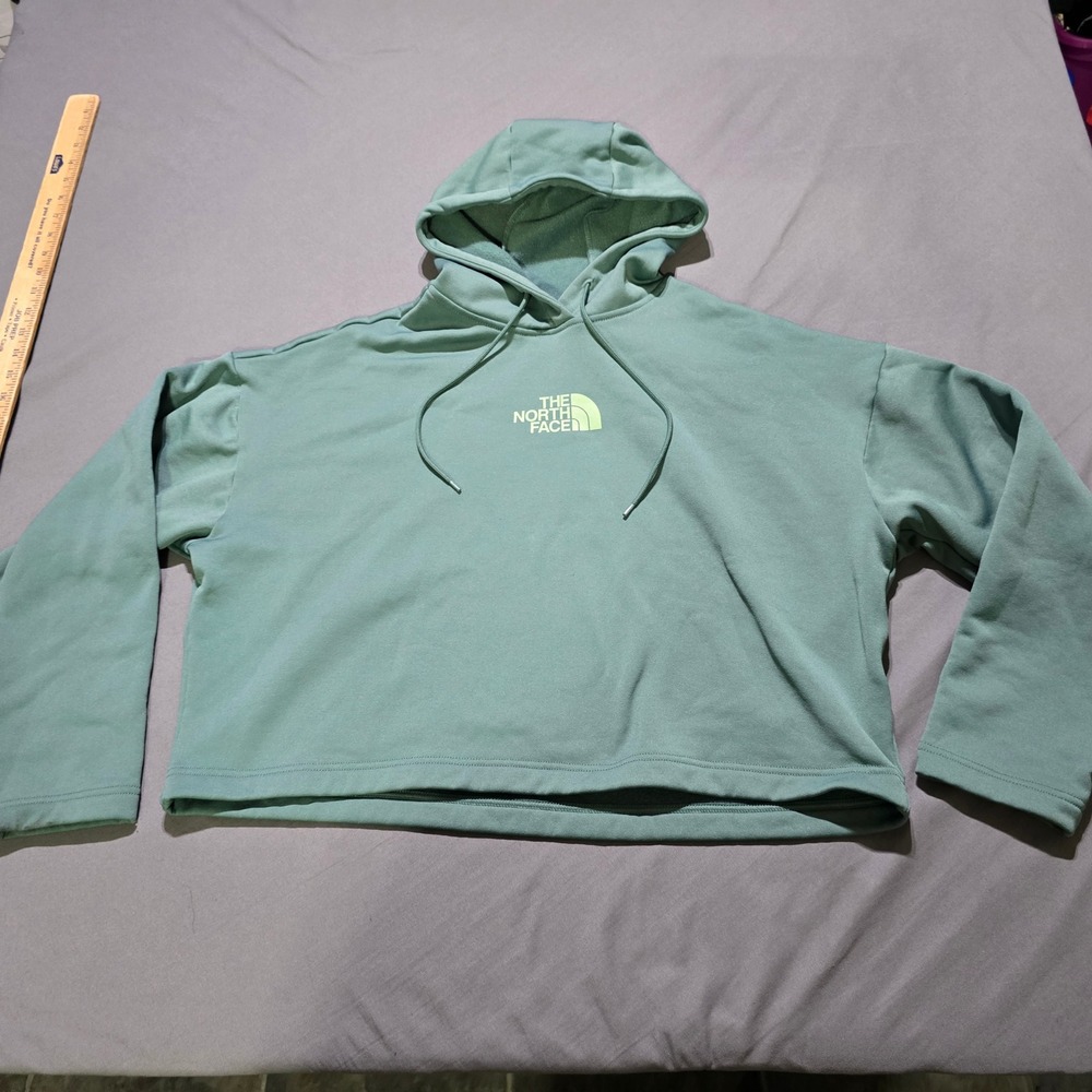 The North Face Cropped Hoodie Womens Large Sage Green Fleece NF0A8750